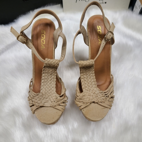 Soda Strappy Platform Wedge Shoes - Picture 2 of 16